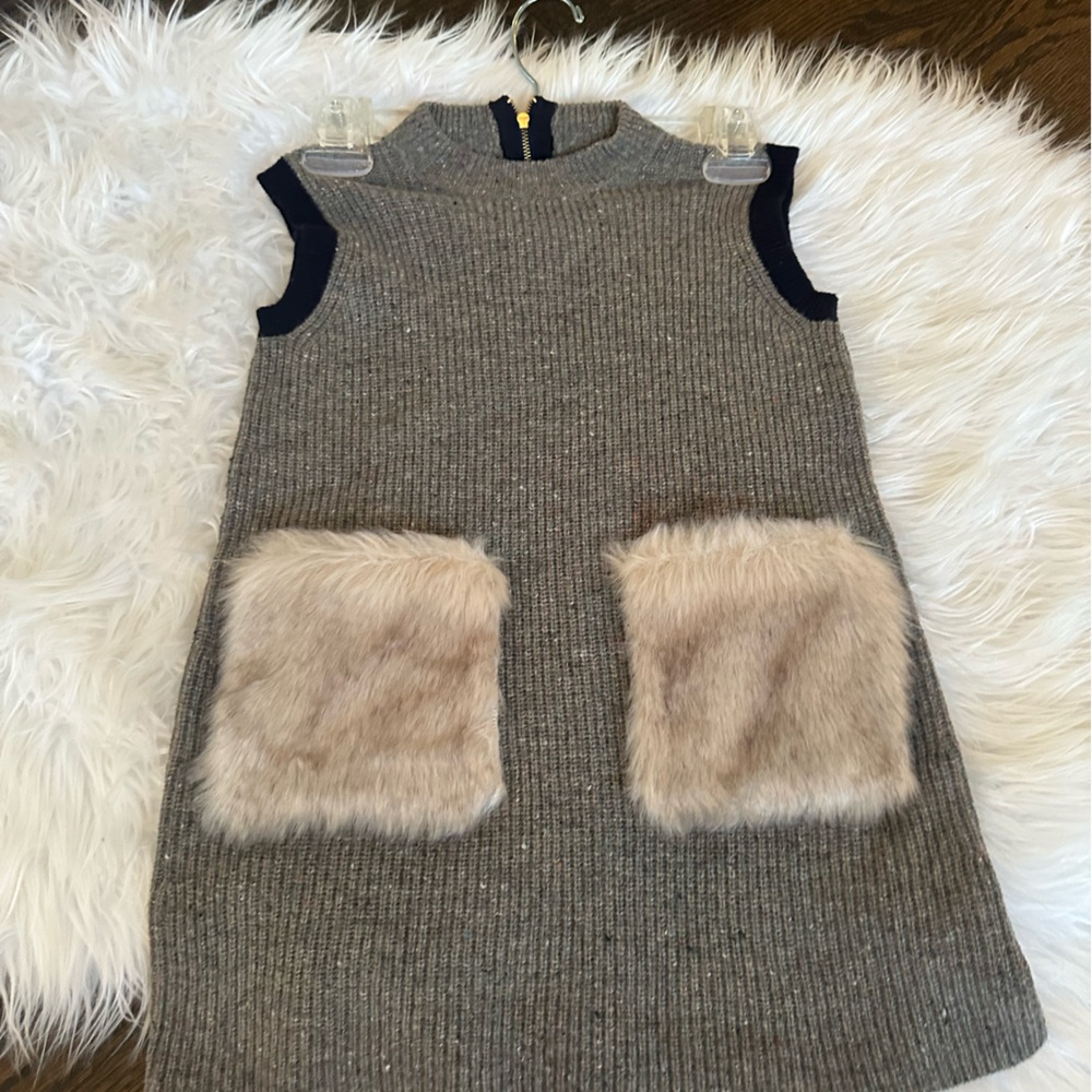 Crew Cuts Dress with Faux Fur Pockets